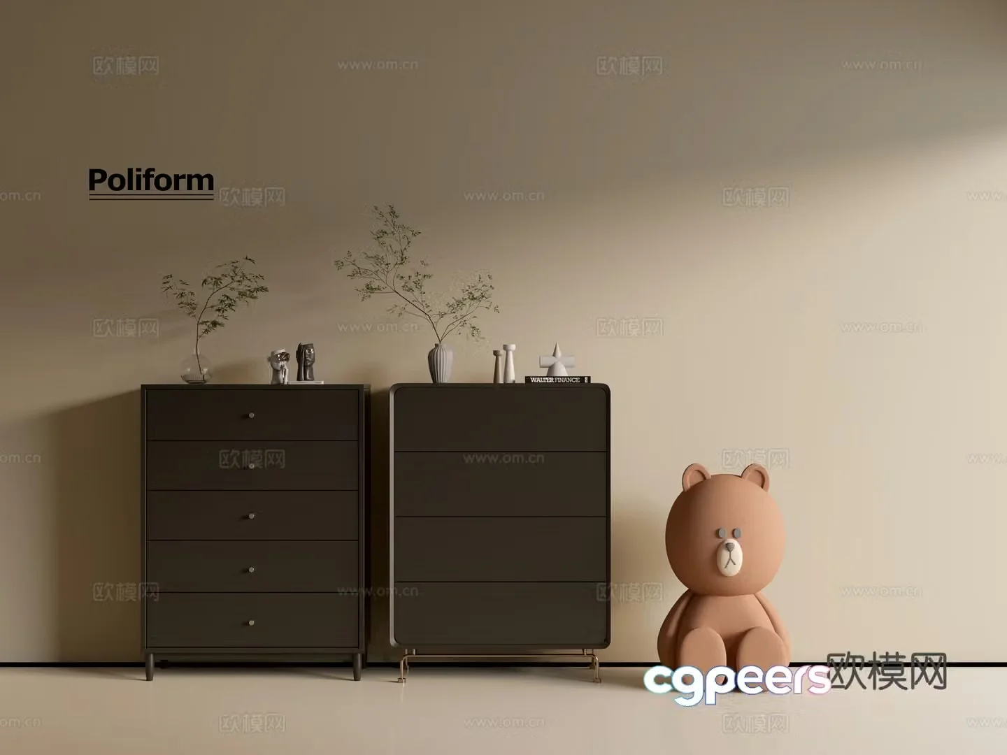 Modern black cabinet ins wind side cabinet chest cabinet low cabinet whole cabinet dining side cabinet balcony cabinet 3d model