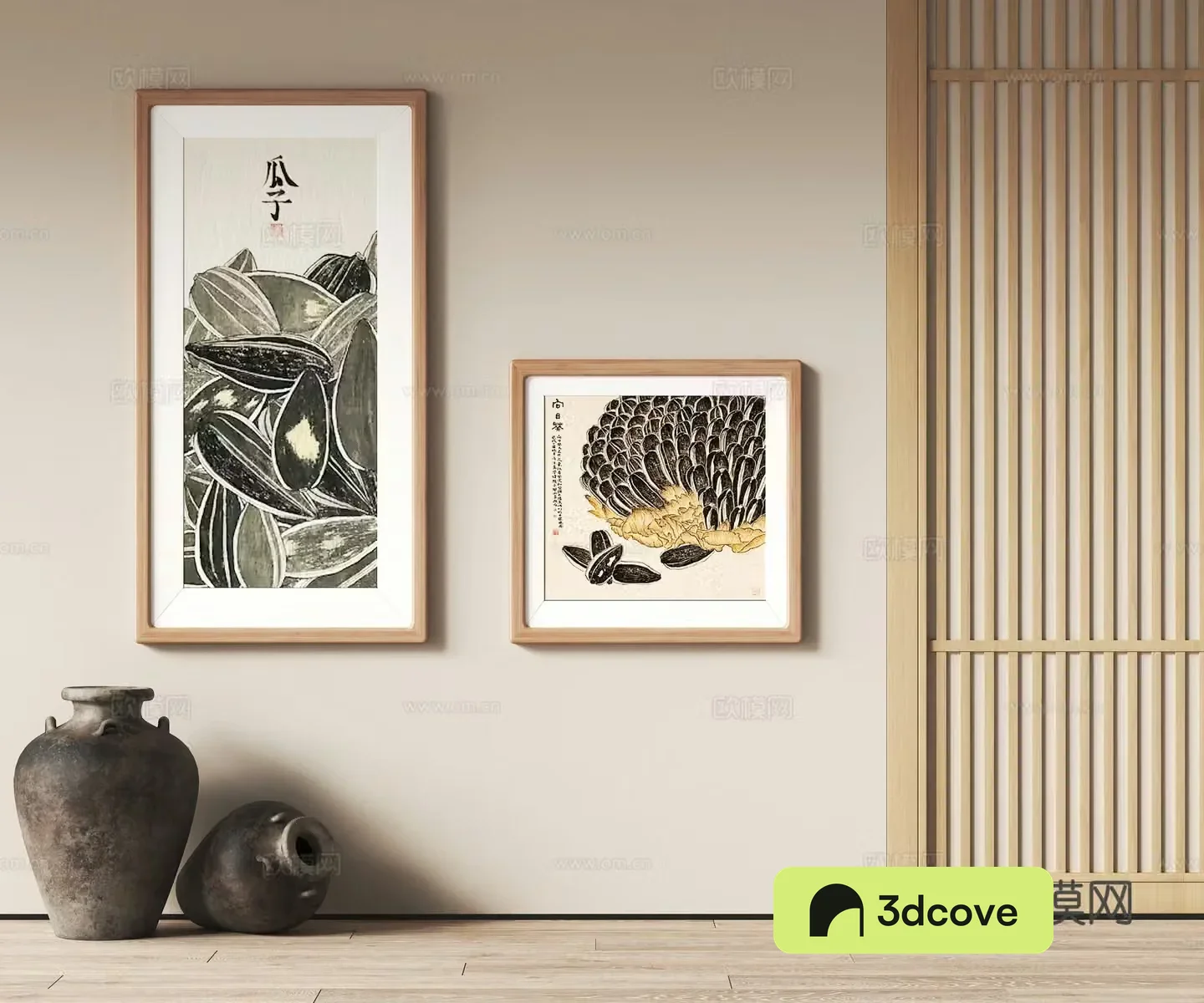 Wasabi wind decorative hanging painting 3d model