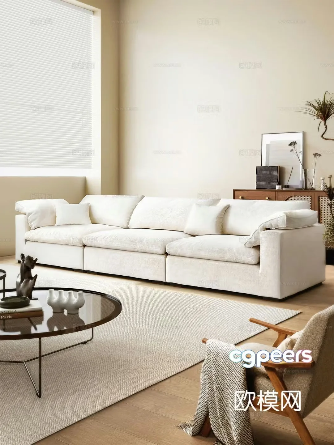 Cream style modular sofa 3d model
