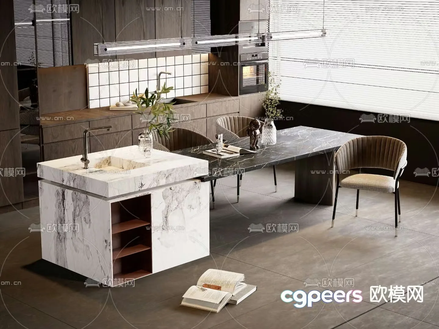 Nakajima dining table and chairs 3d model