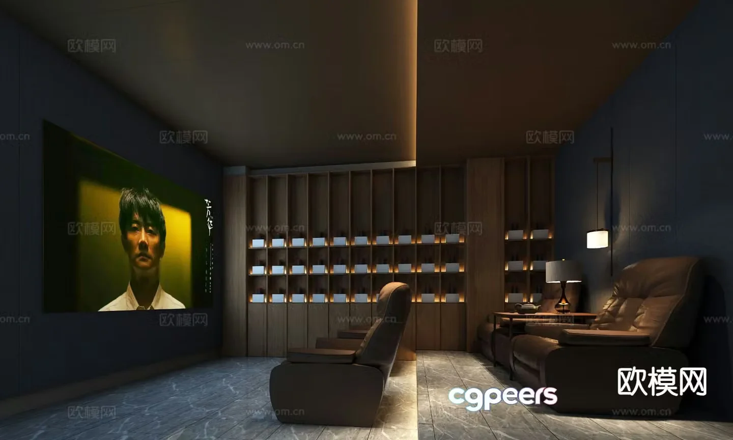 Modern audio-visual room audio-visual room home theater 3d model