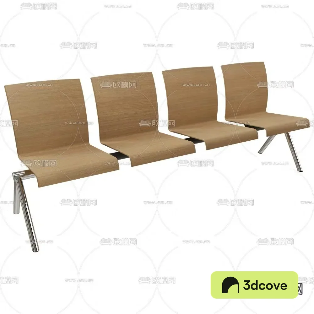 Modern solid wood public seating