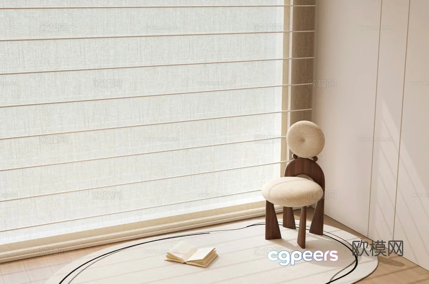 Modern Venetian blinds Shangri-La curtains linen curtains rolling curtains cloth curtains gauze curtains curtains 3d model