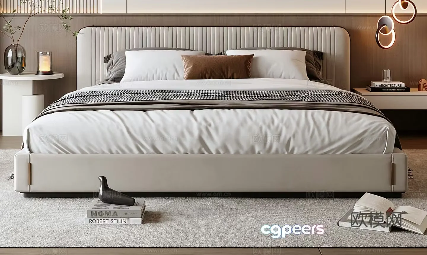 Modern double bed 3D model