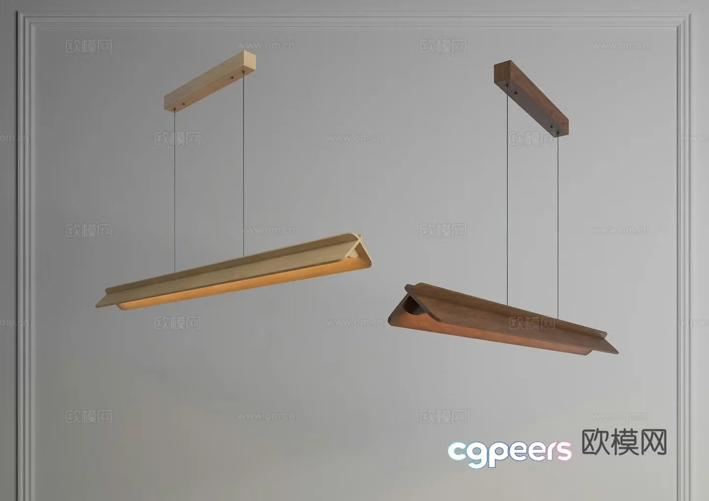 Modern chandeliers long strip chandeliers log chandeliers one-line chandeliers Nordic chandeliers restaurant chandeliers 3D model