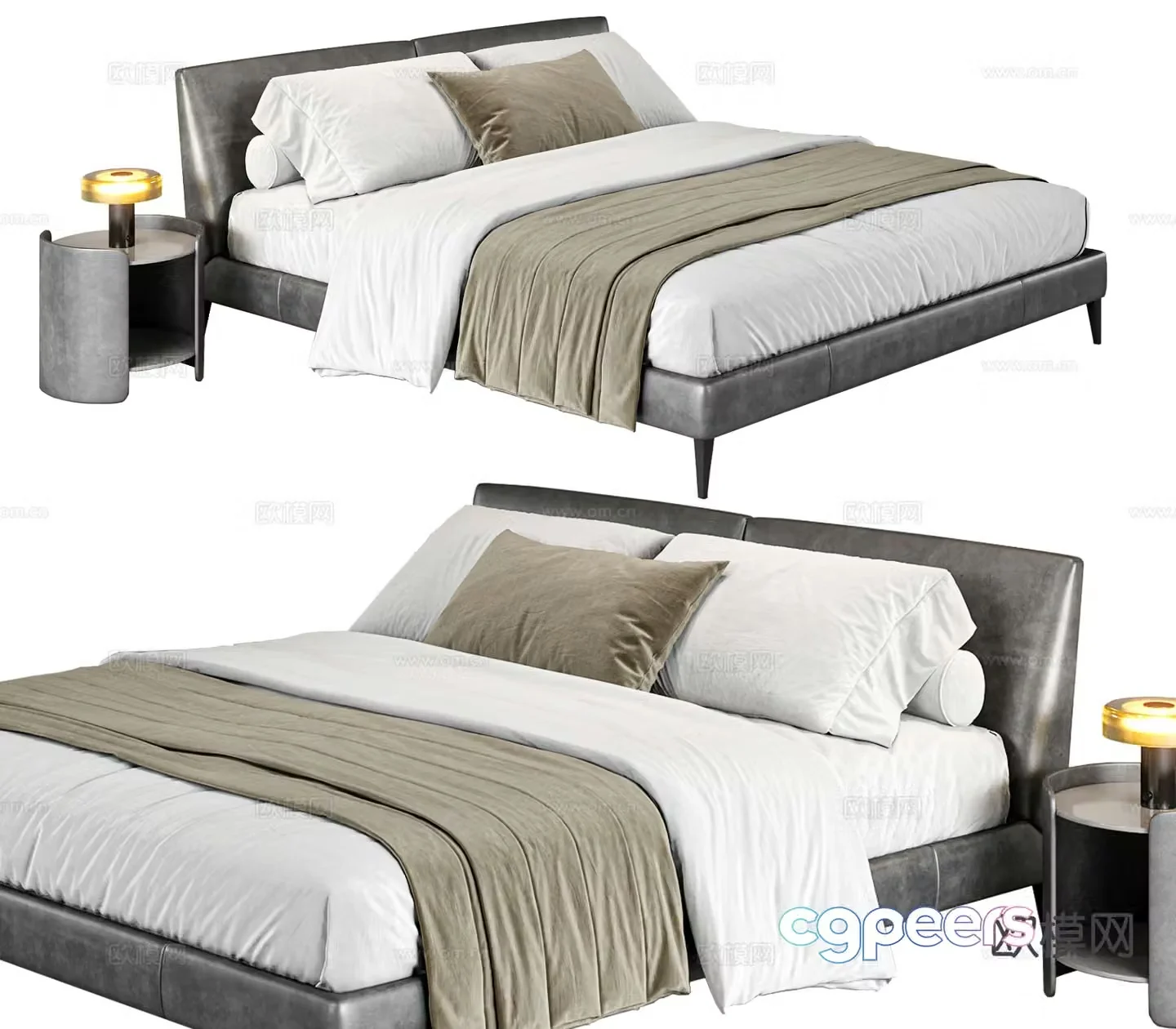 Modern double bed 3d model