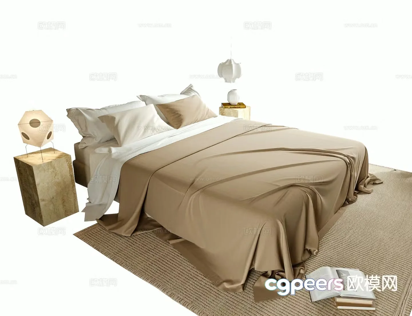 Medieval style double bed 3d model