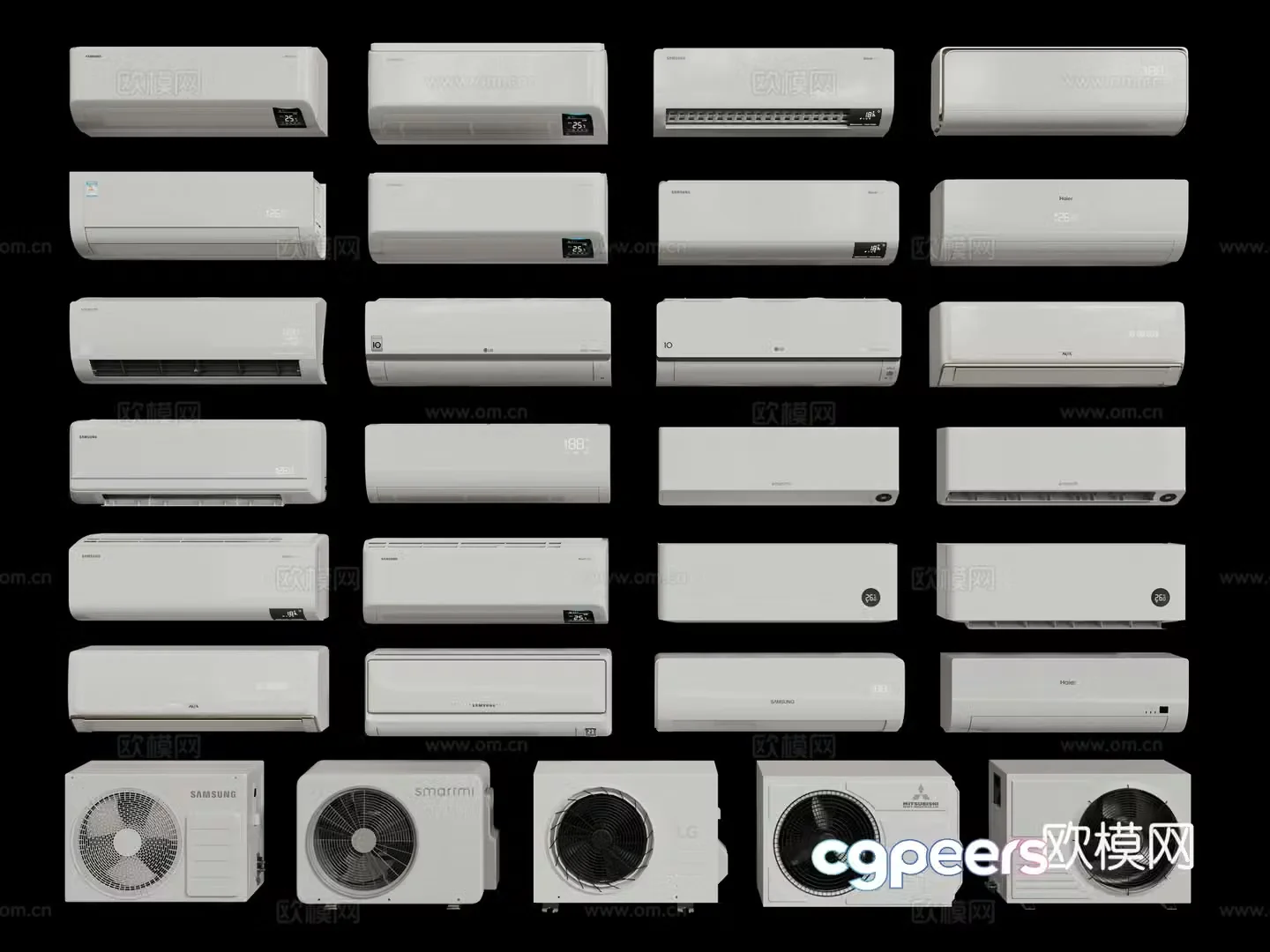 Modern air conditioner wall-mounted air conditioner indoor air conditioner air conditioner external unit 3D model