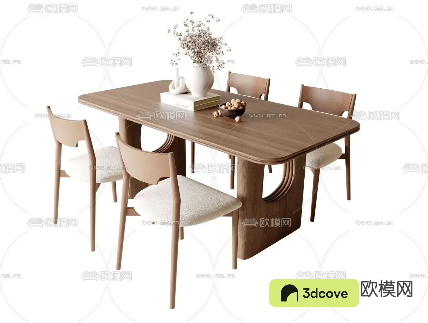 Medieval style dining table and chairs 3D model of restaurant table and chairs