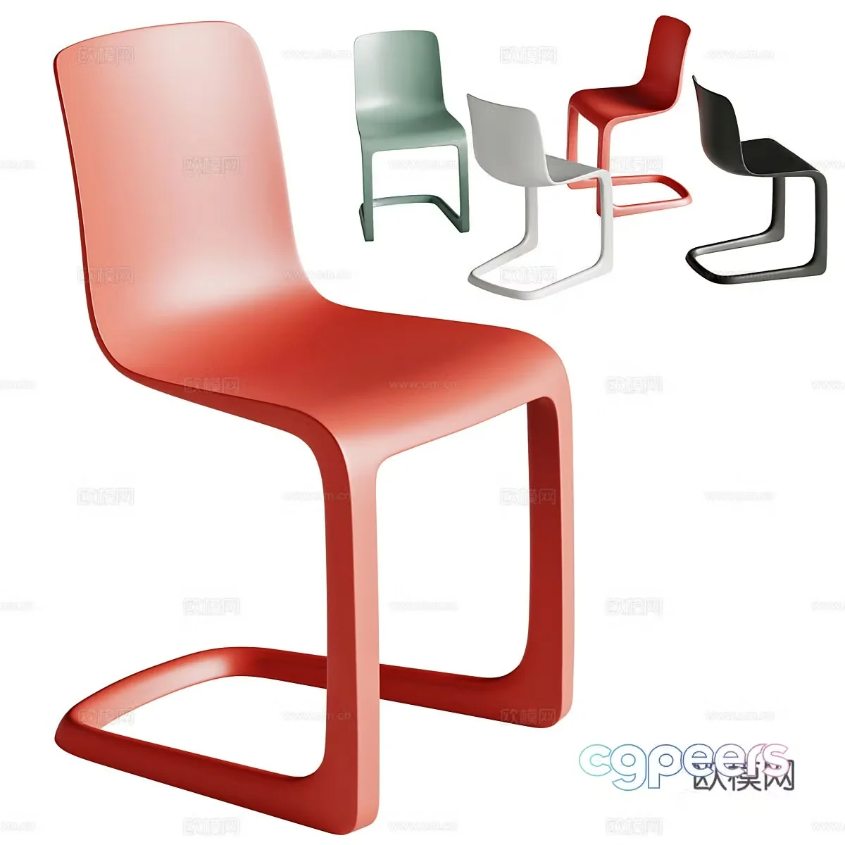 Modern cream style acrylic dining chair 3d model