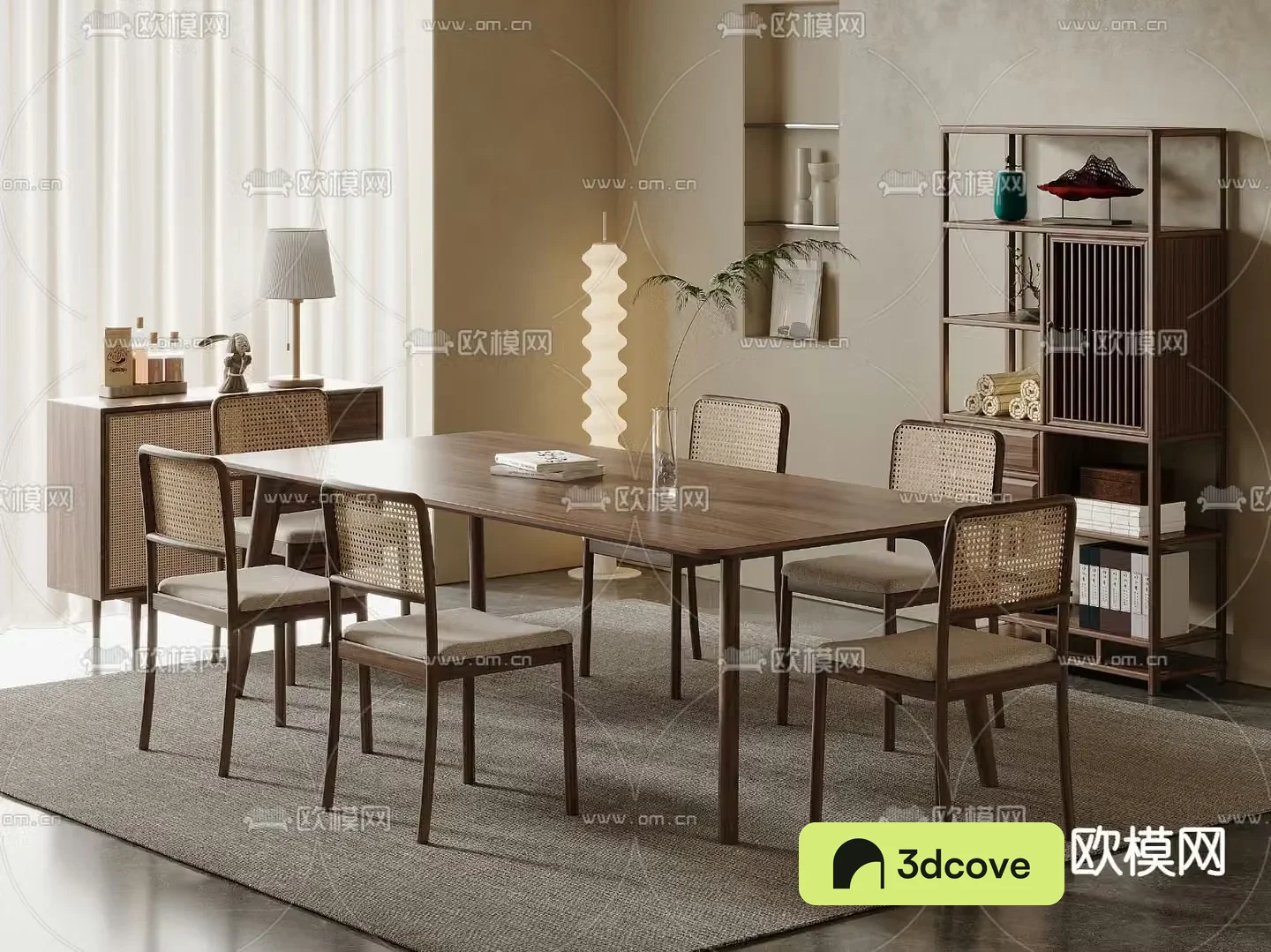 Wabi-sabi dining table and chairs strip dining table