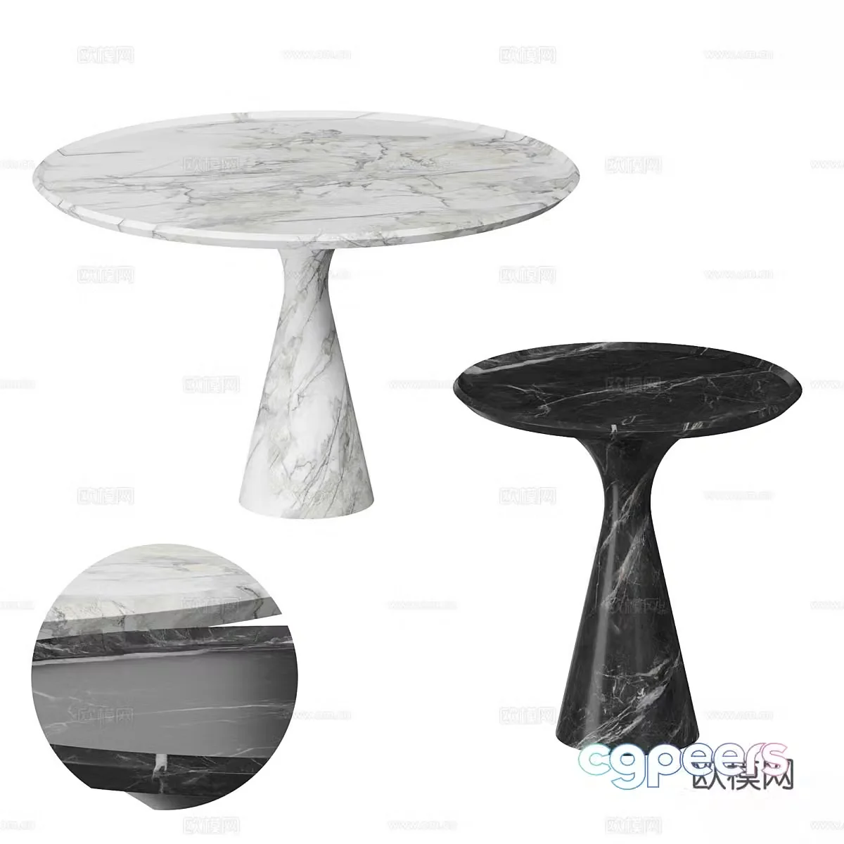 Modern marble side table 3d model