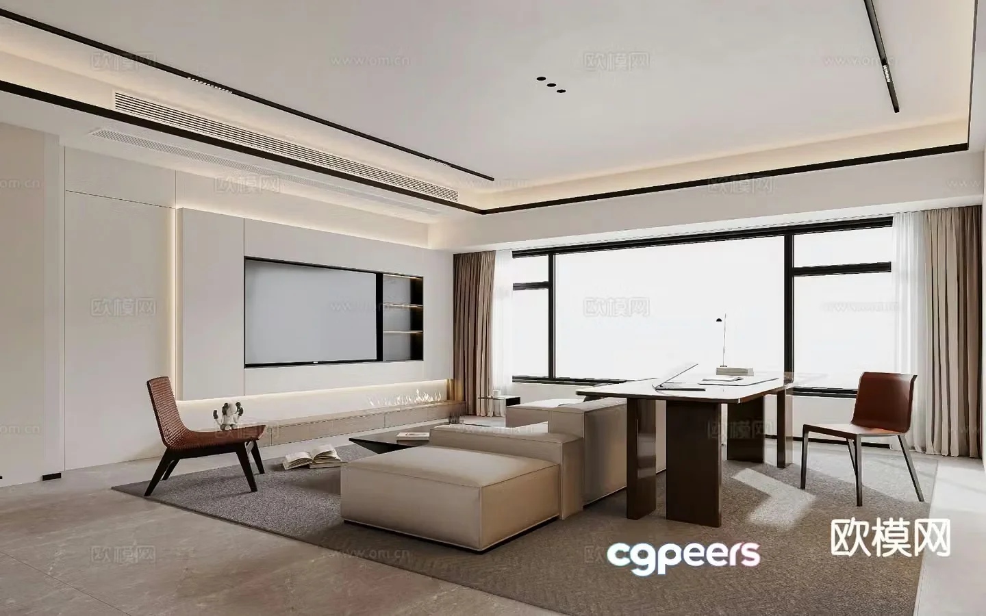 Modern living room TV background wall 3d model