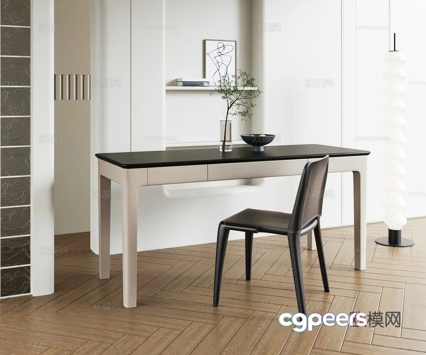Modern desk and chair 3d model