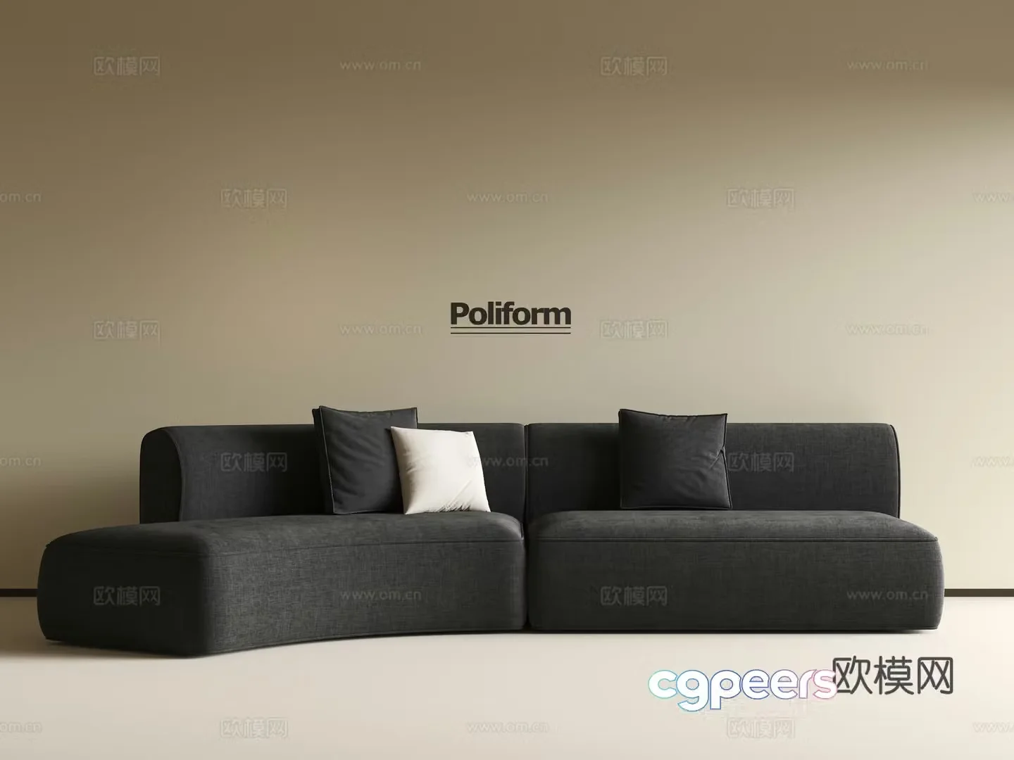 Medieval curved sofa 3d model