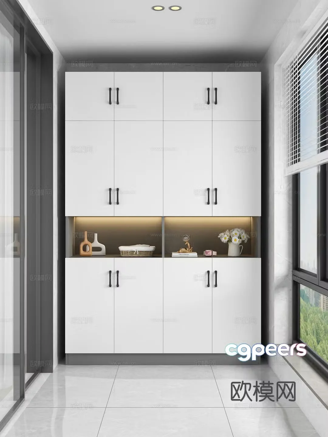 Balcony cabinet storage ornaments sunflower storage cabinet storage cabinet 3d model