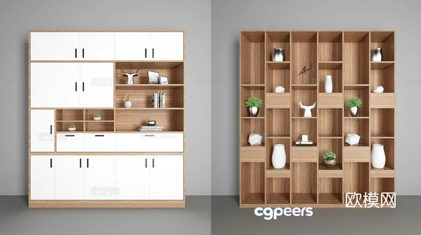 Modern bookcase decoration cabinet combination 3D model