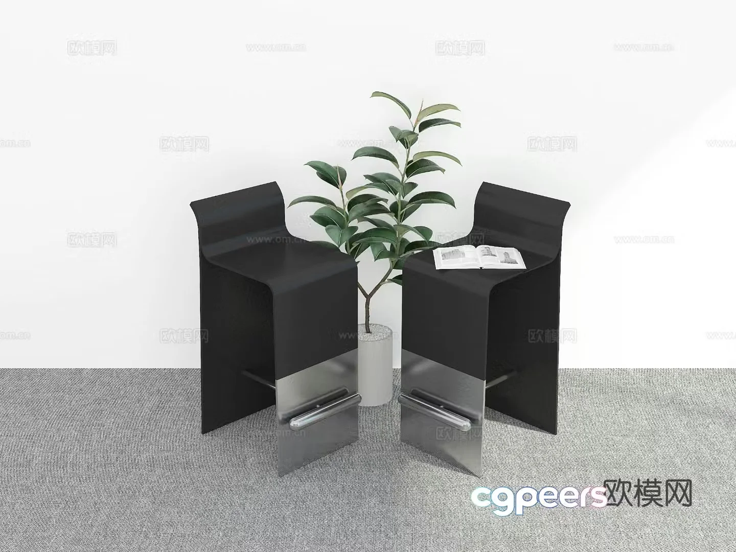 Modern bar stool bar stool high stool 3d model
