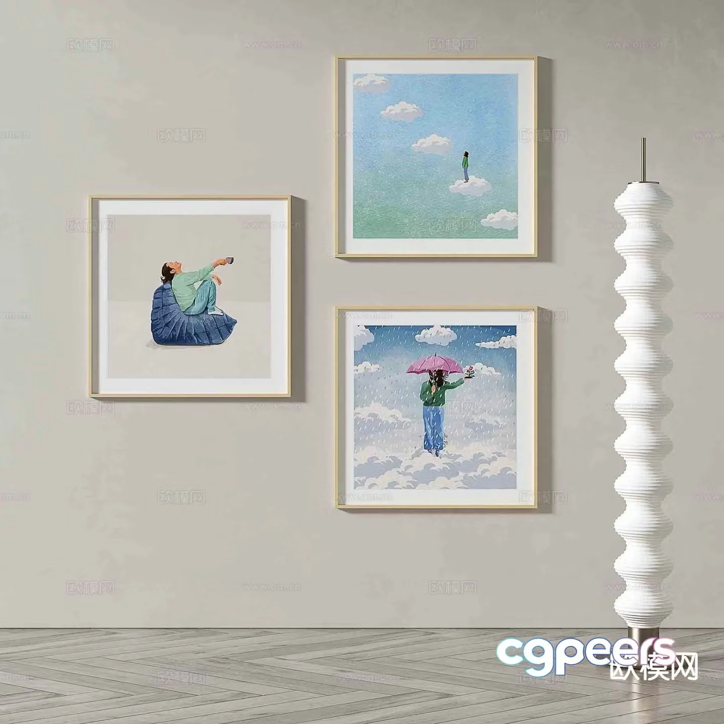 Modern art painting cartoon painting decorative painting 3d model