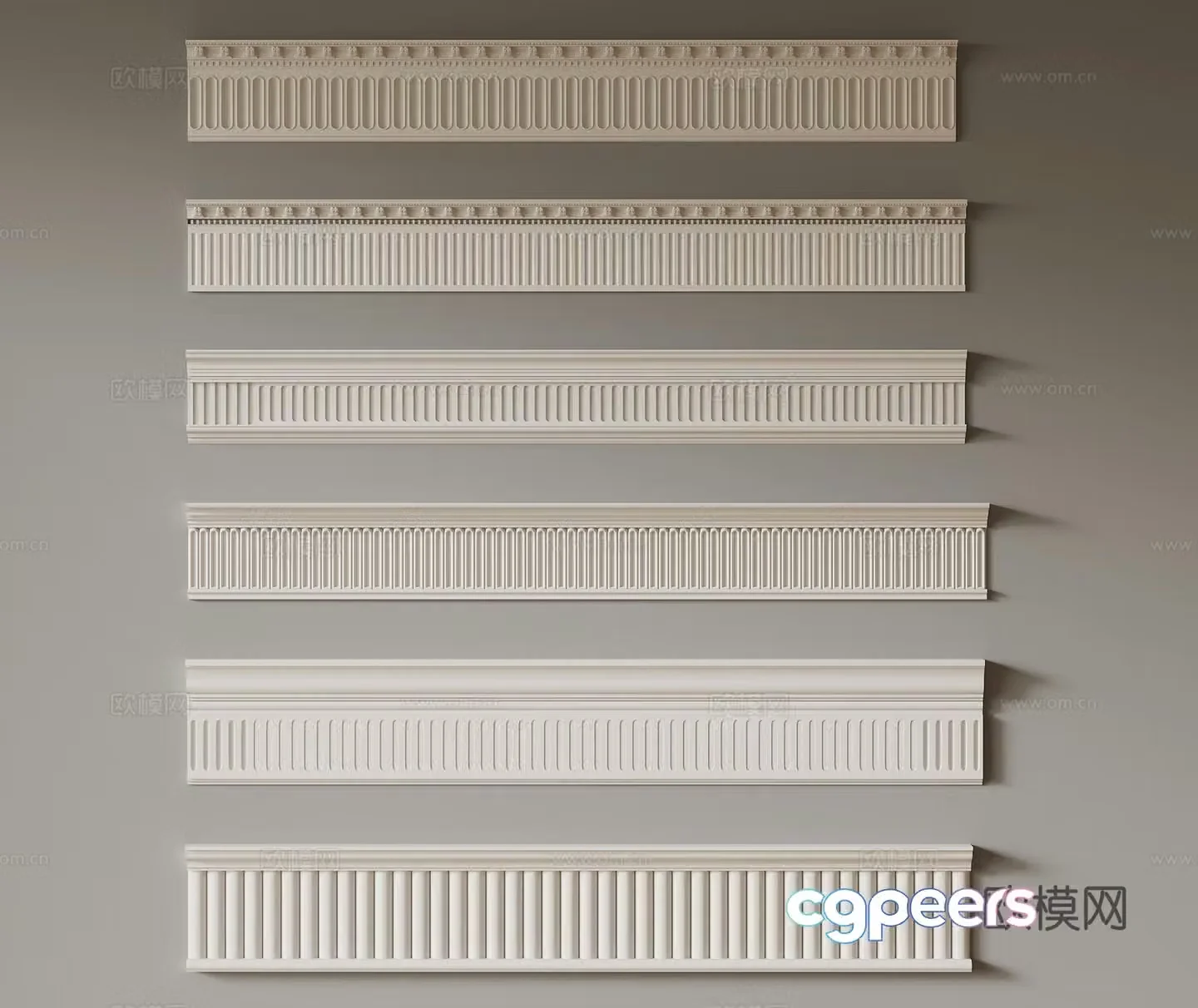 Line French gypsum line ceiling 3d model