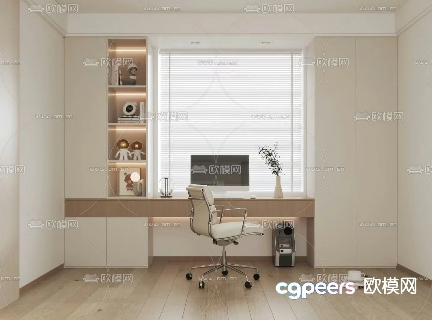 Modern desk integrated cabinet 3d model
