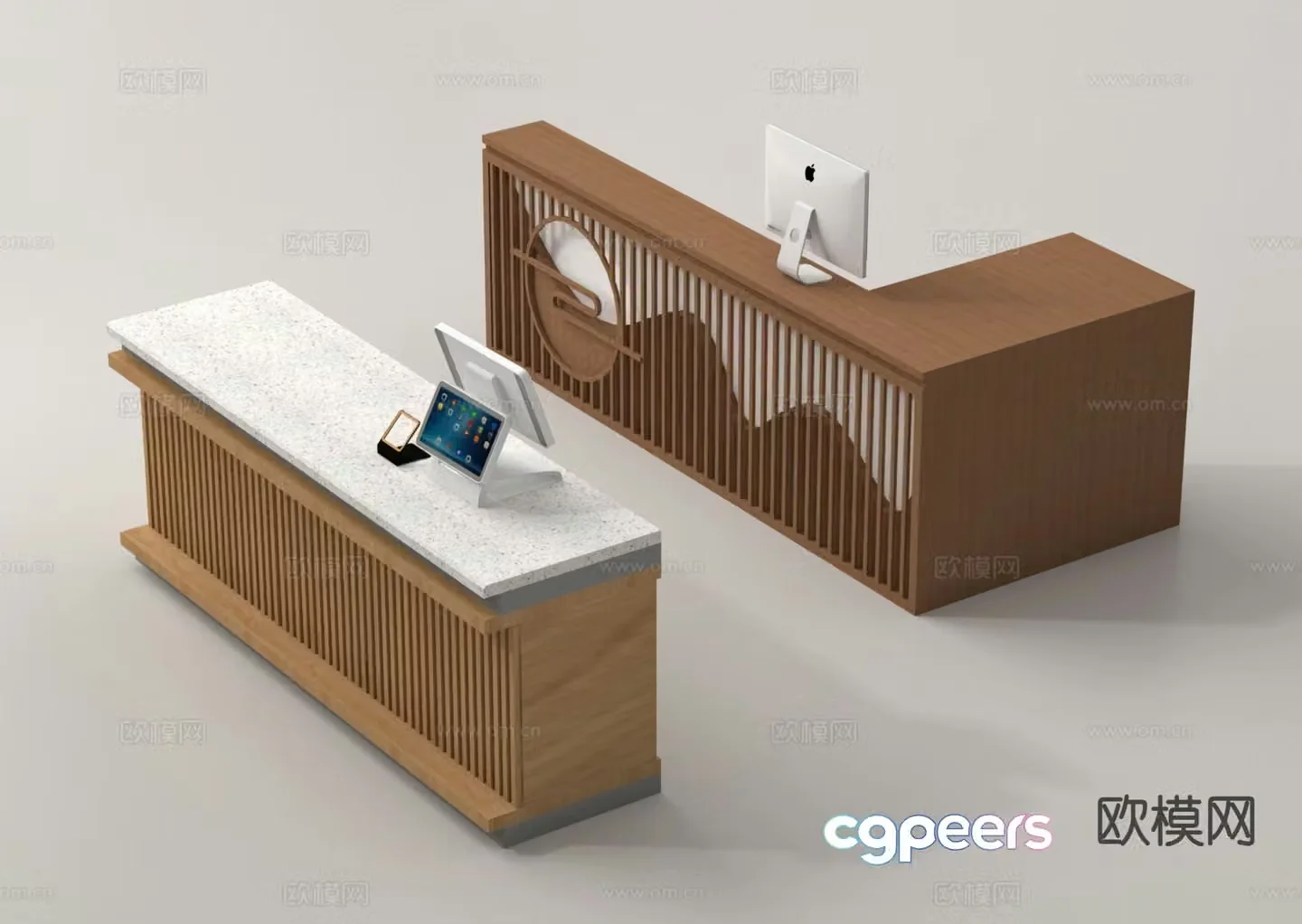 New Chinese style reception desk front desk reception desk 3d model