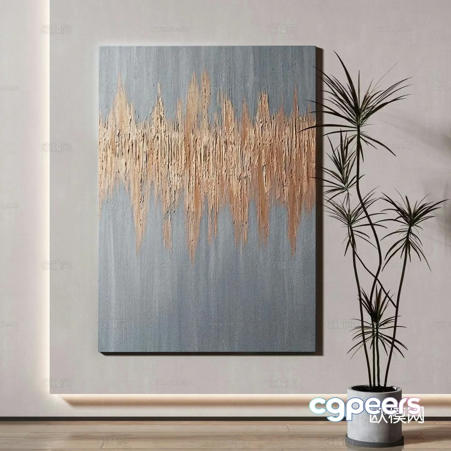 Modern texture painting decorative painting 3d model