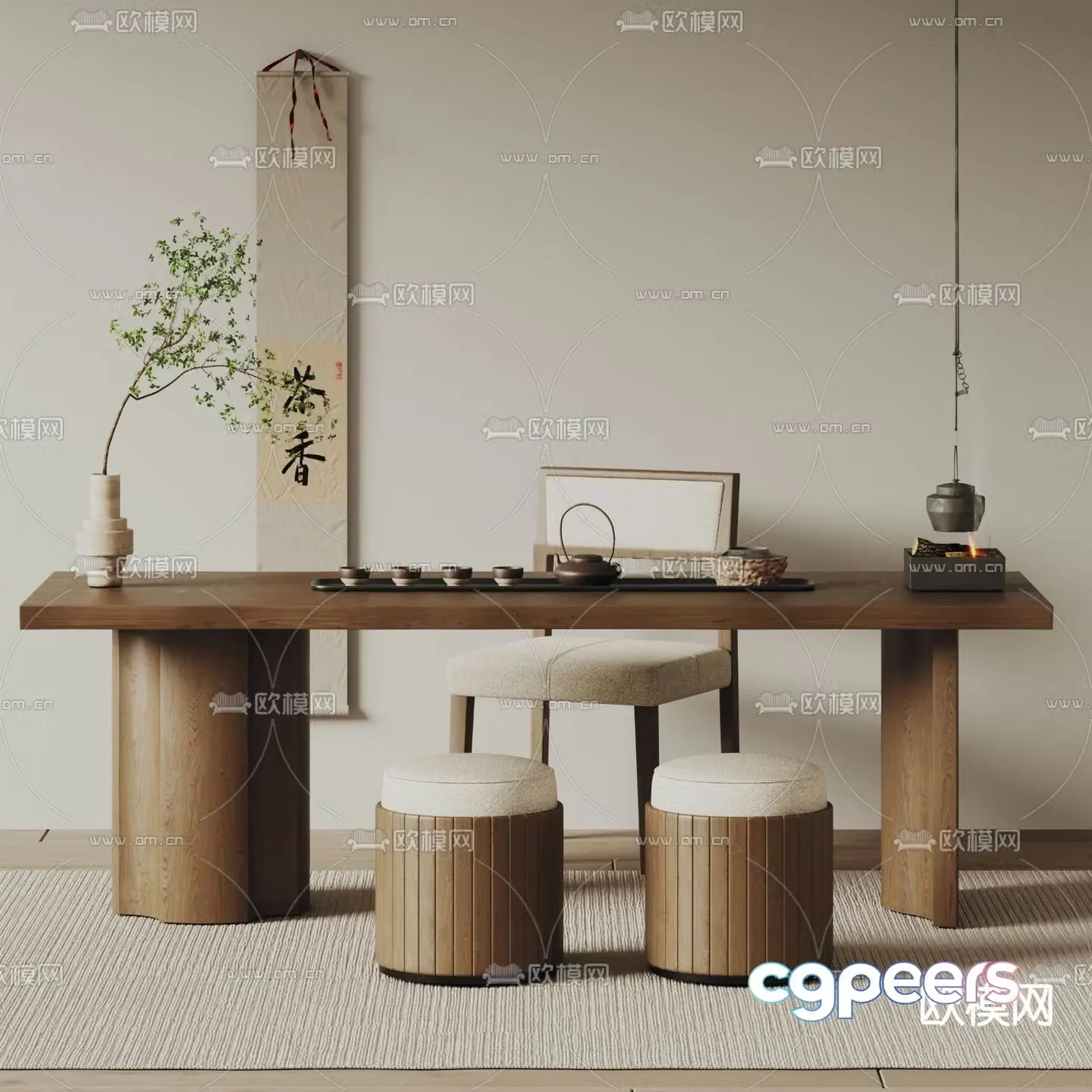 Wabi-sabi tea table tea table 3d model