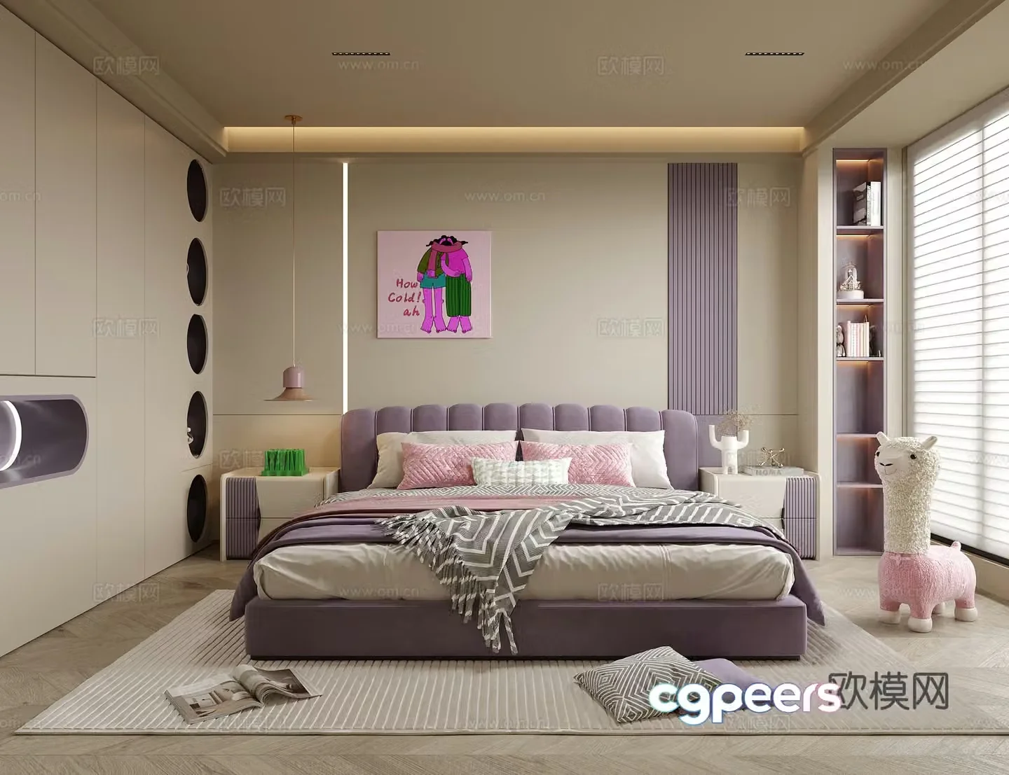 Modern girl room children’s room children’s bed 3d model