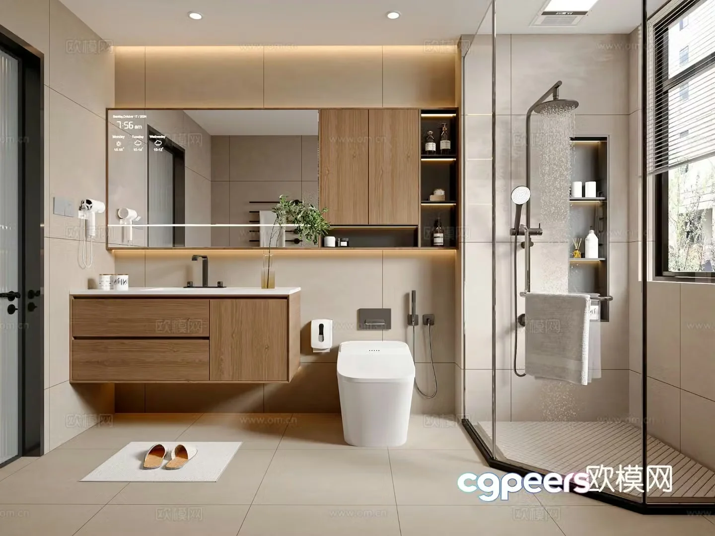 Modern bathroom ornaments dry and wet bathroom bathroom cabinet bathroom cabinet toilet 3d model