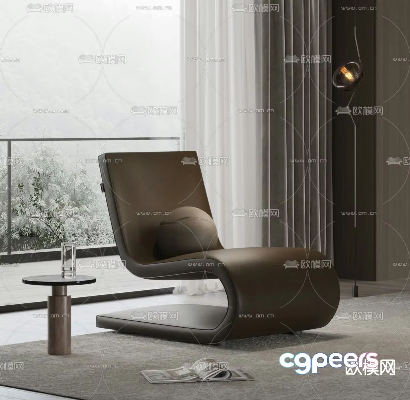 Curved chair leisure chair 3d model