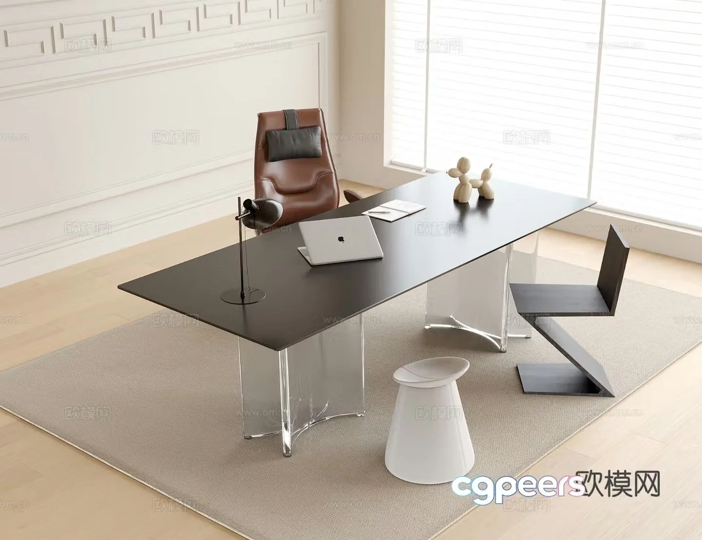 modern desk writing desk 3d model