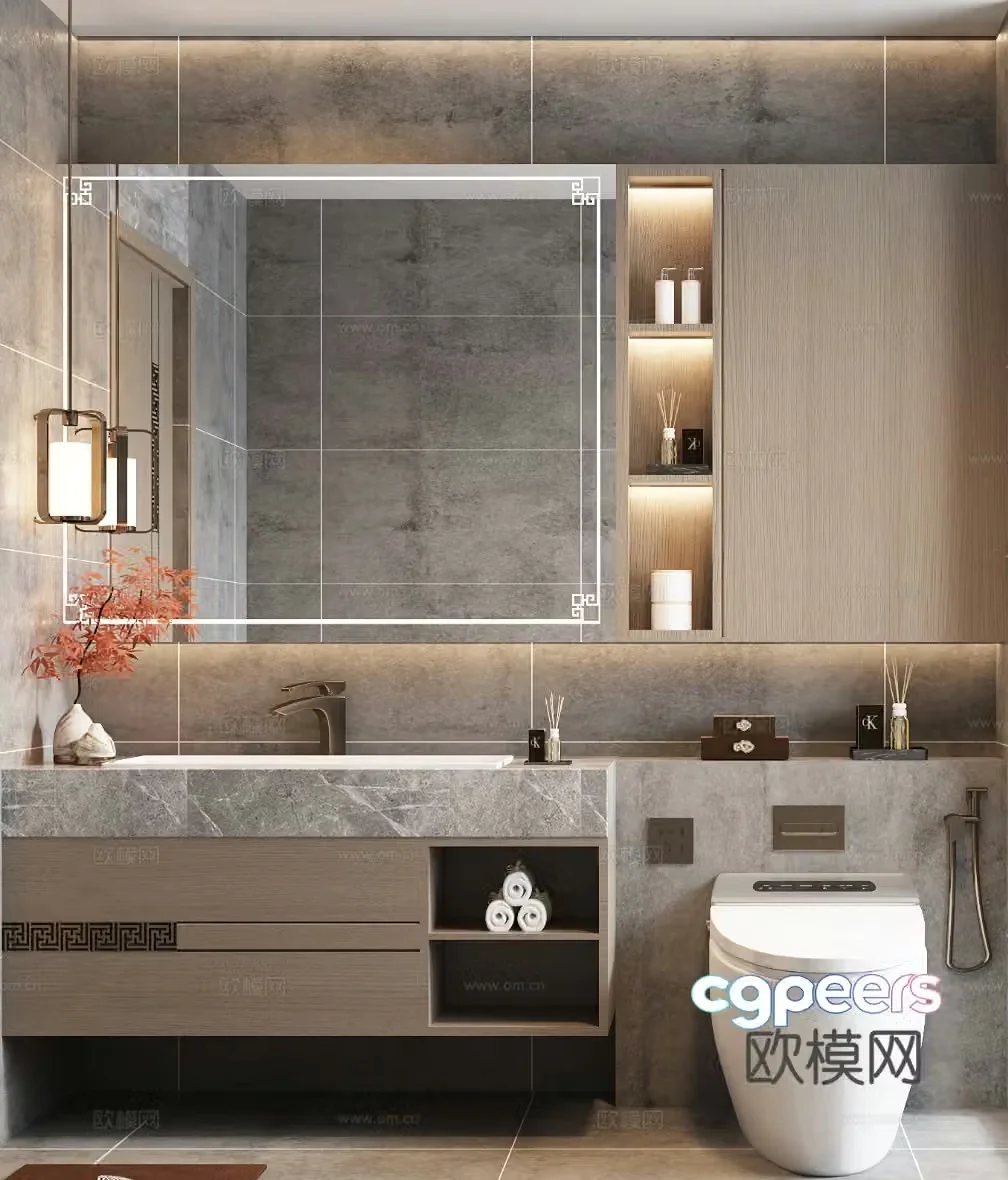 New Chinese bathroom cabinet 3D model