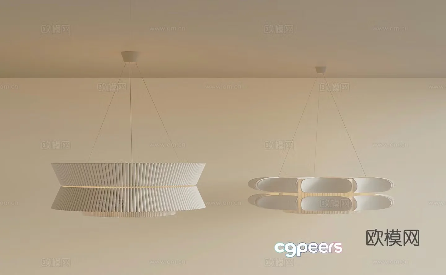 Modern minimalist cream style chandelier 3d model