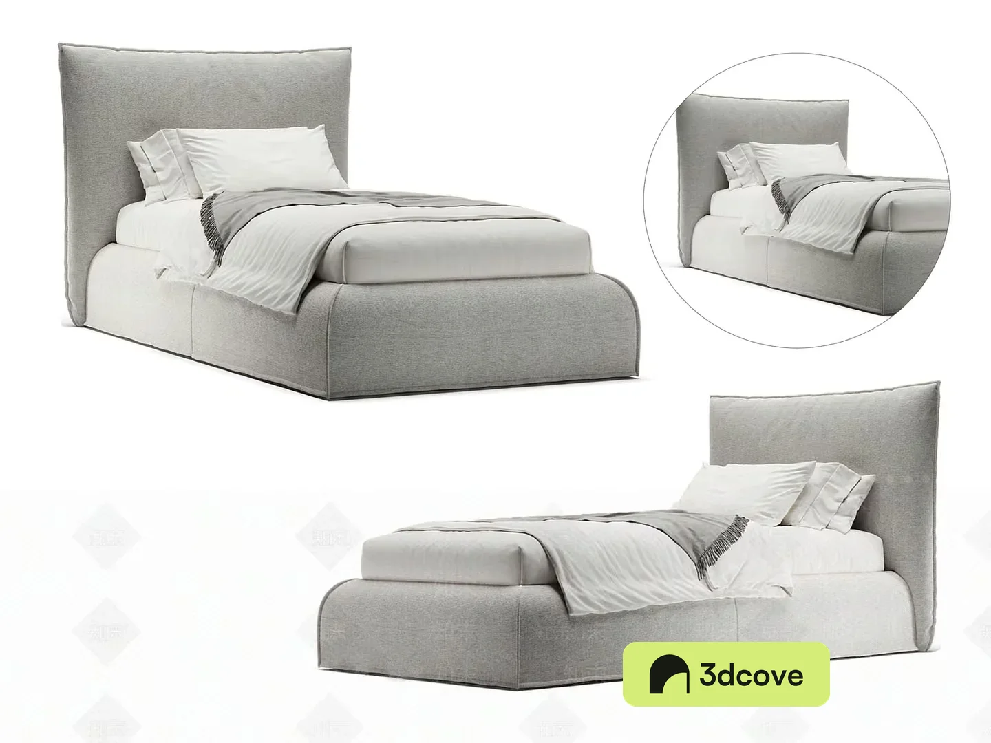 A Gray Upholstered Bed