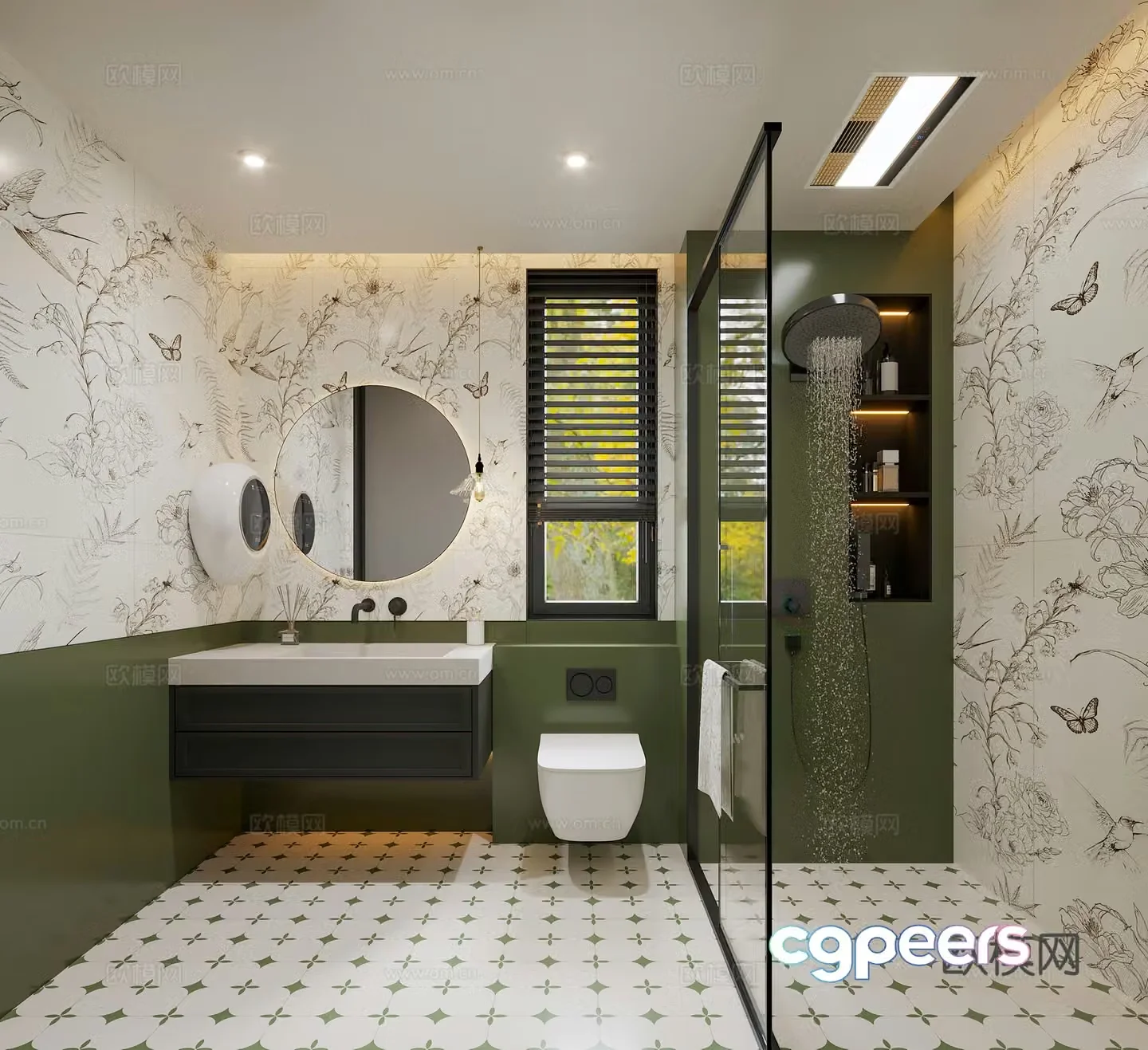 Bathroom French bathroom French cream style bathroom Finished bathroom cabinet Smart toilet 3D model