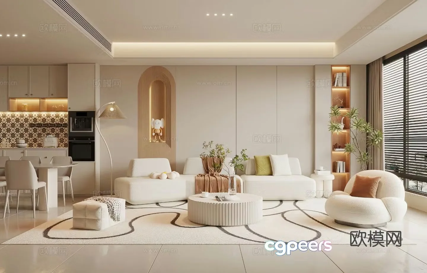 Creamy Style Restaurant 3D Model