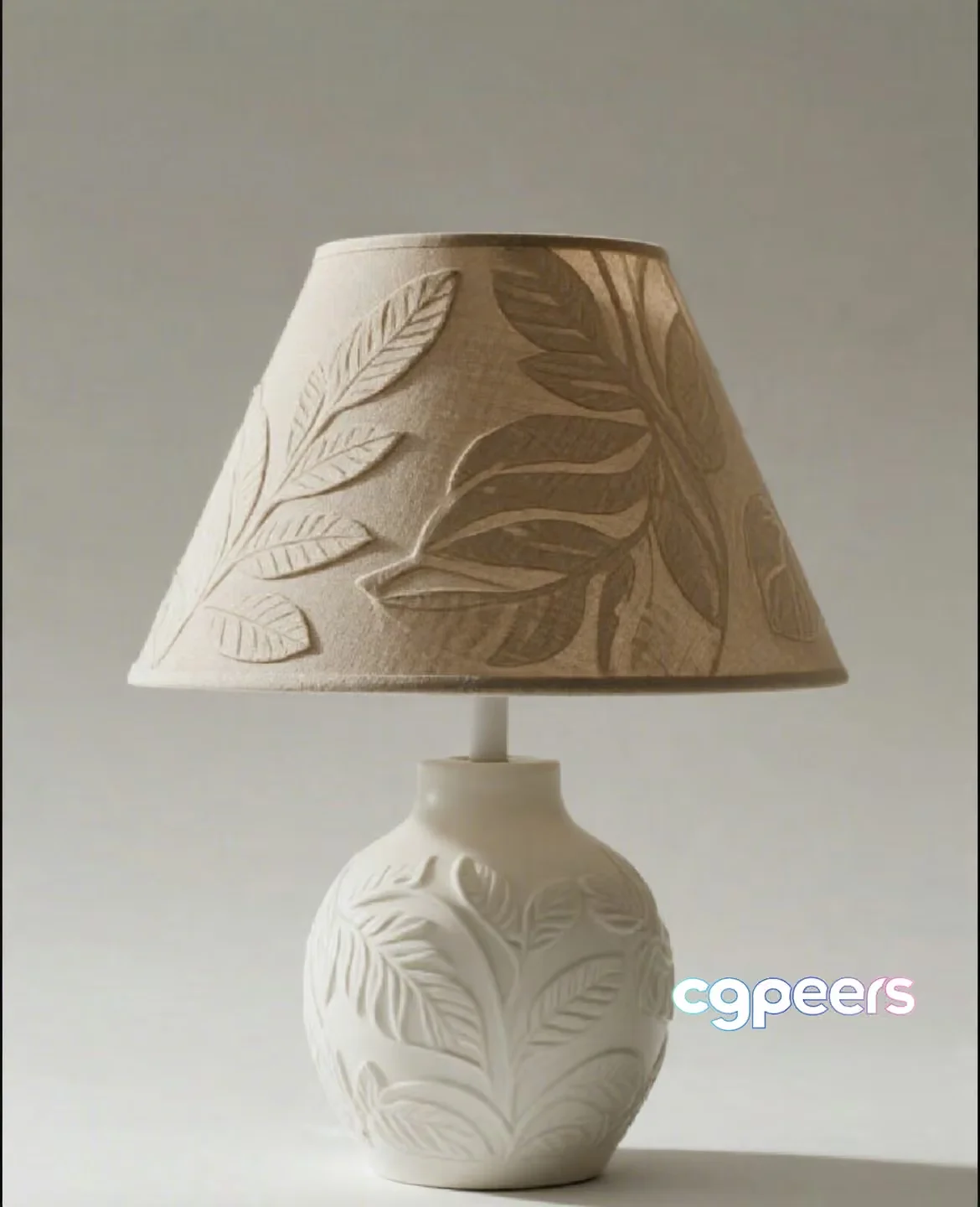 A White Lamp With A Leaf Pattern 3D Model – 1869 – VRAY Render