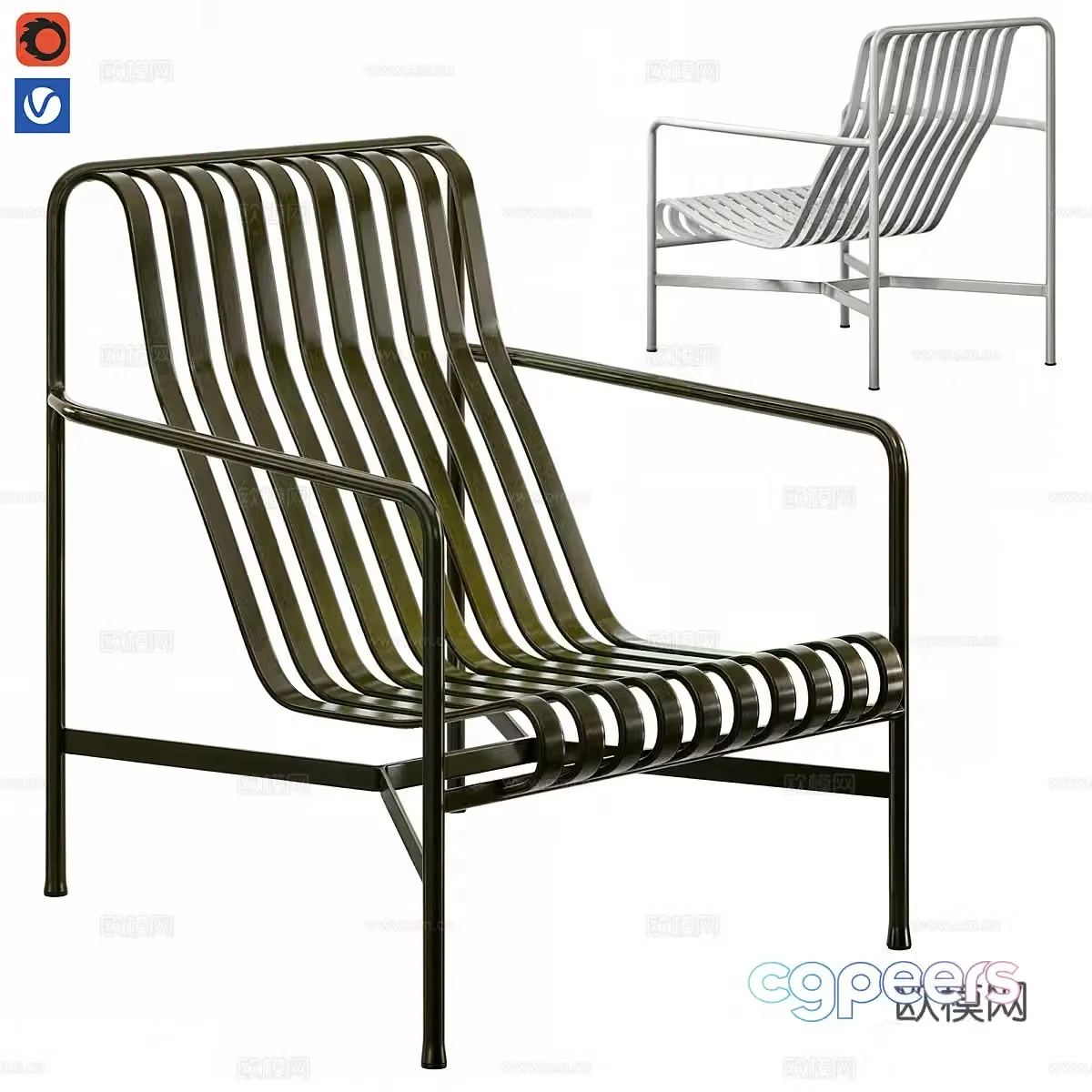 Outdoor leisure chair courtyard leisure chair recliner chair simple single chair wrought-iron leisure chair 3d model