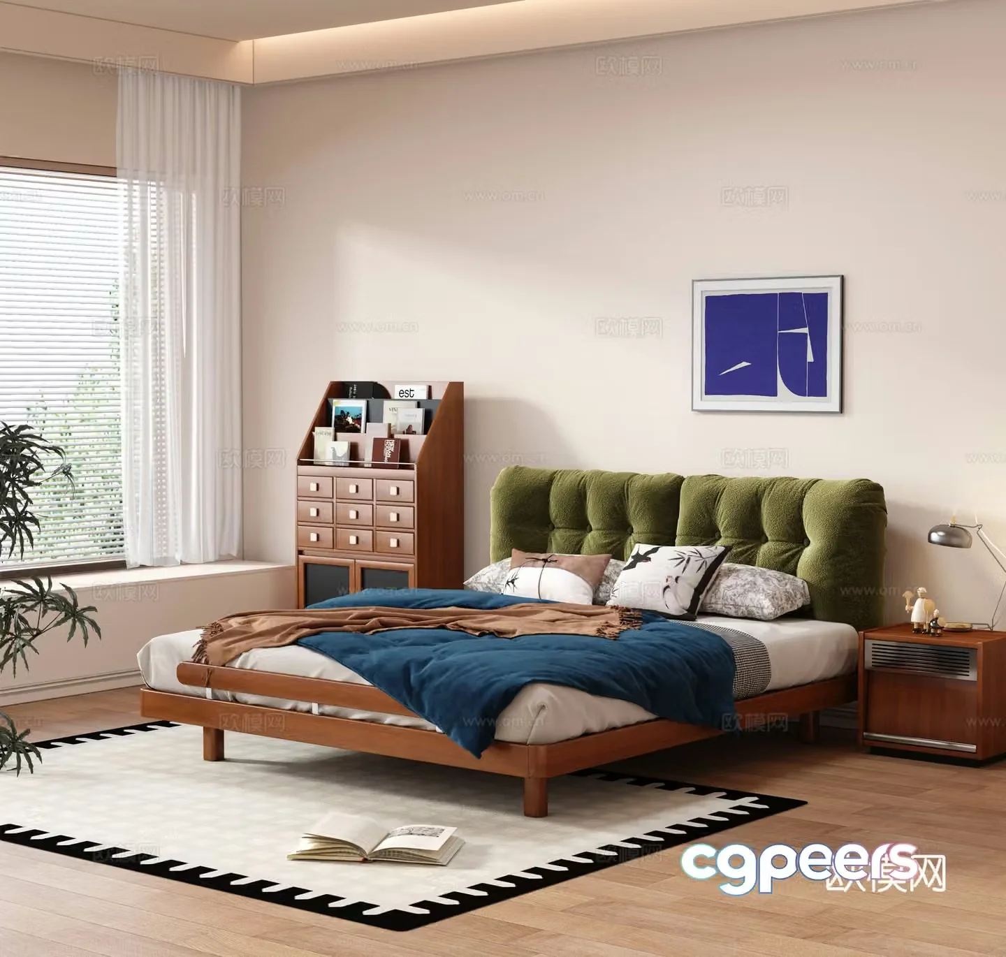 Modern medieval double bed Master bedroom bed Solid wood bed Modern medieval double bed Bauhaus double bed 3d model