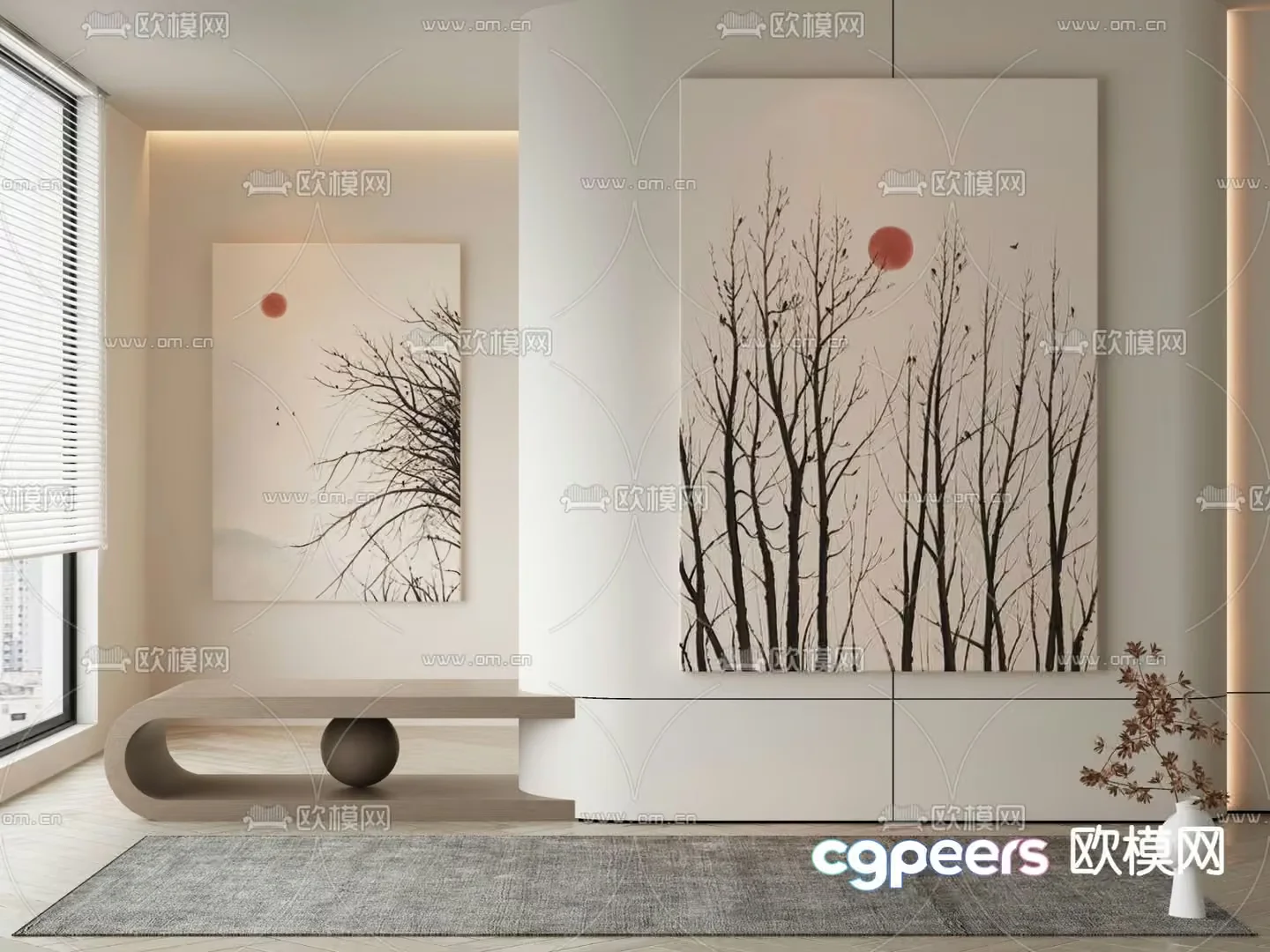 Modern Minimalist Decor 3D Model – 19792 – VRAY Render