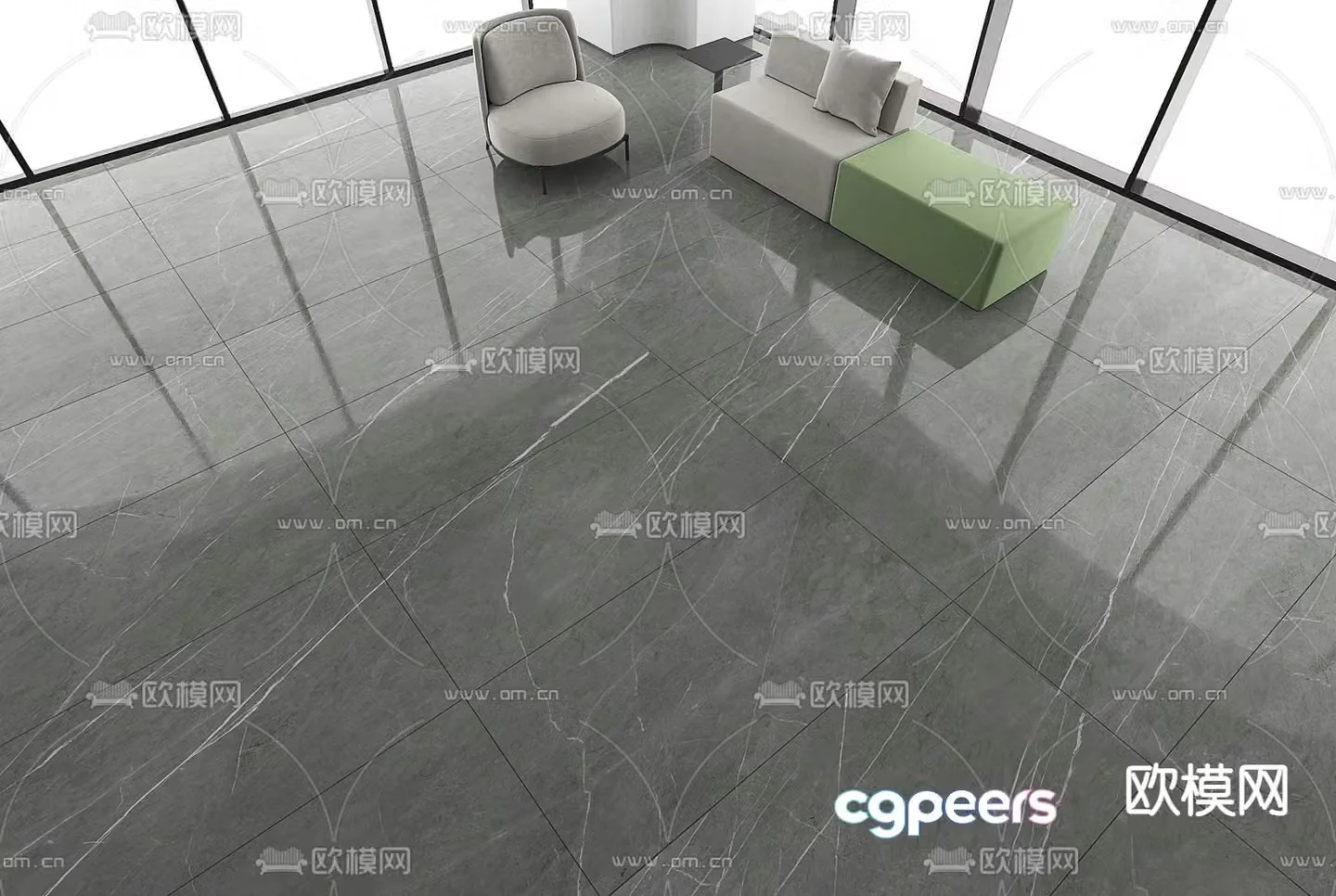 Gray marble floor tiles strip floor tiles glossy tiles 3d model