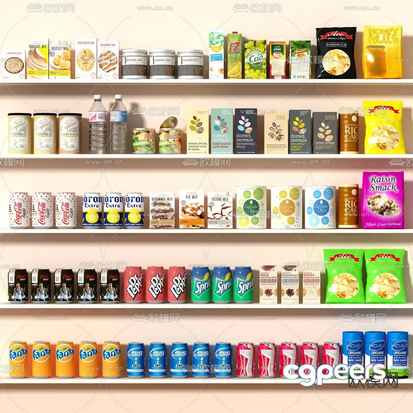 Snacks Food Beverage Beer Milk Powder 3D Model