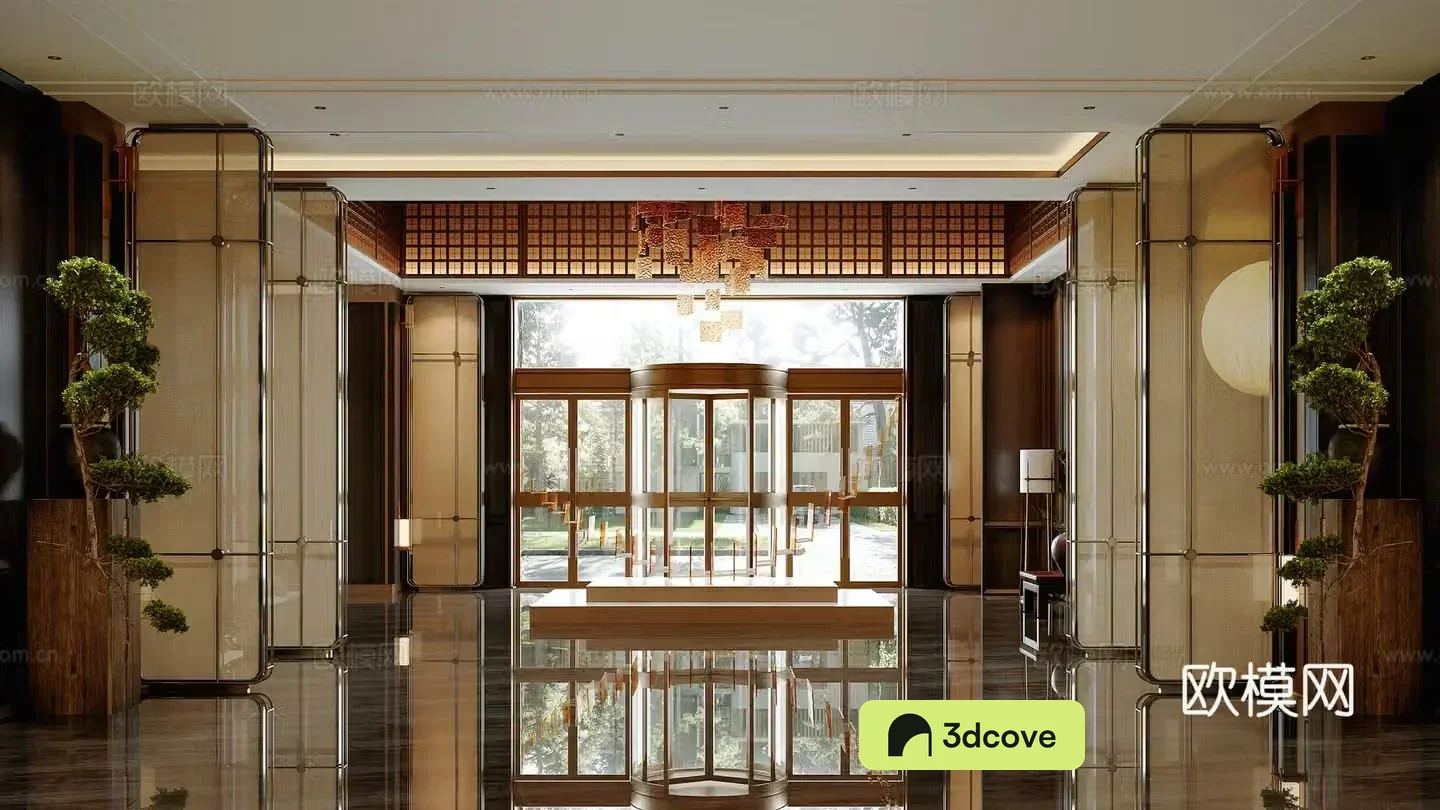 New Chinese hotel lobby rotate door entrance