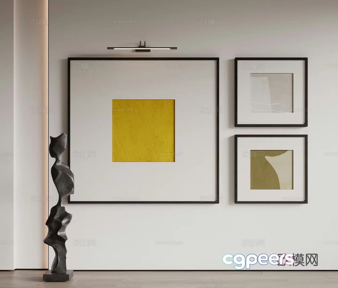 Modern minimalist decorative paintings Waviva medieval style hanging paintings cream style decoration paintings Italian style hanging paintings black and white 3D model