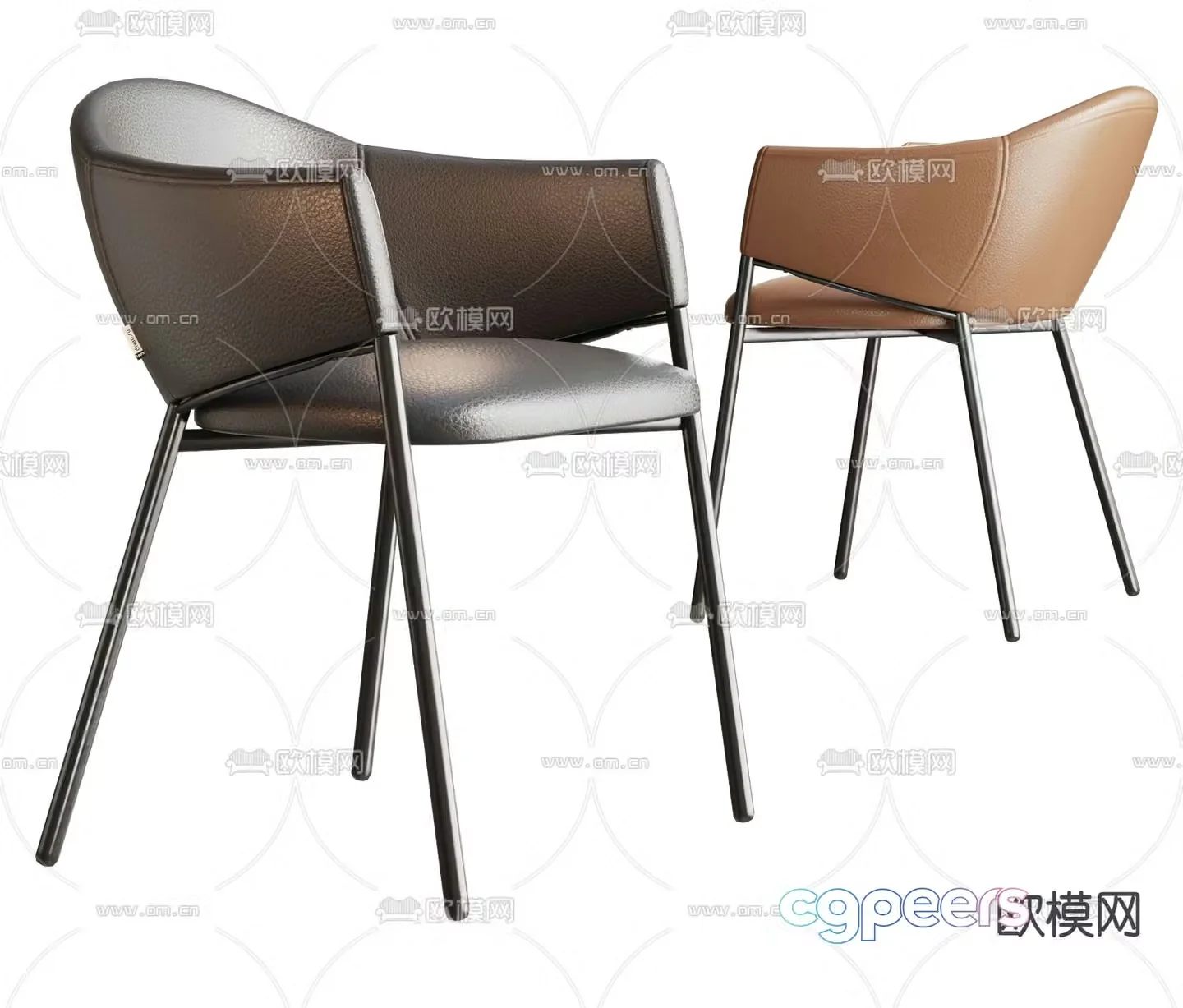 POTOCCO leather chair dining chair 3d model