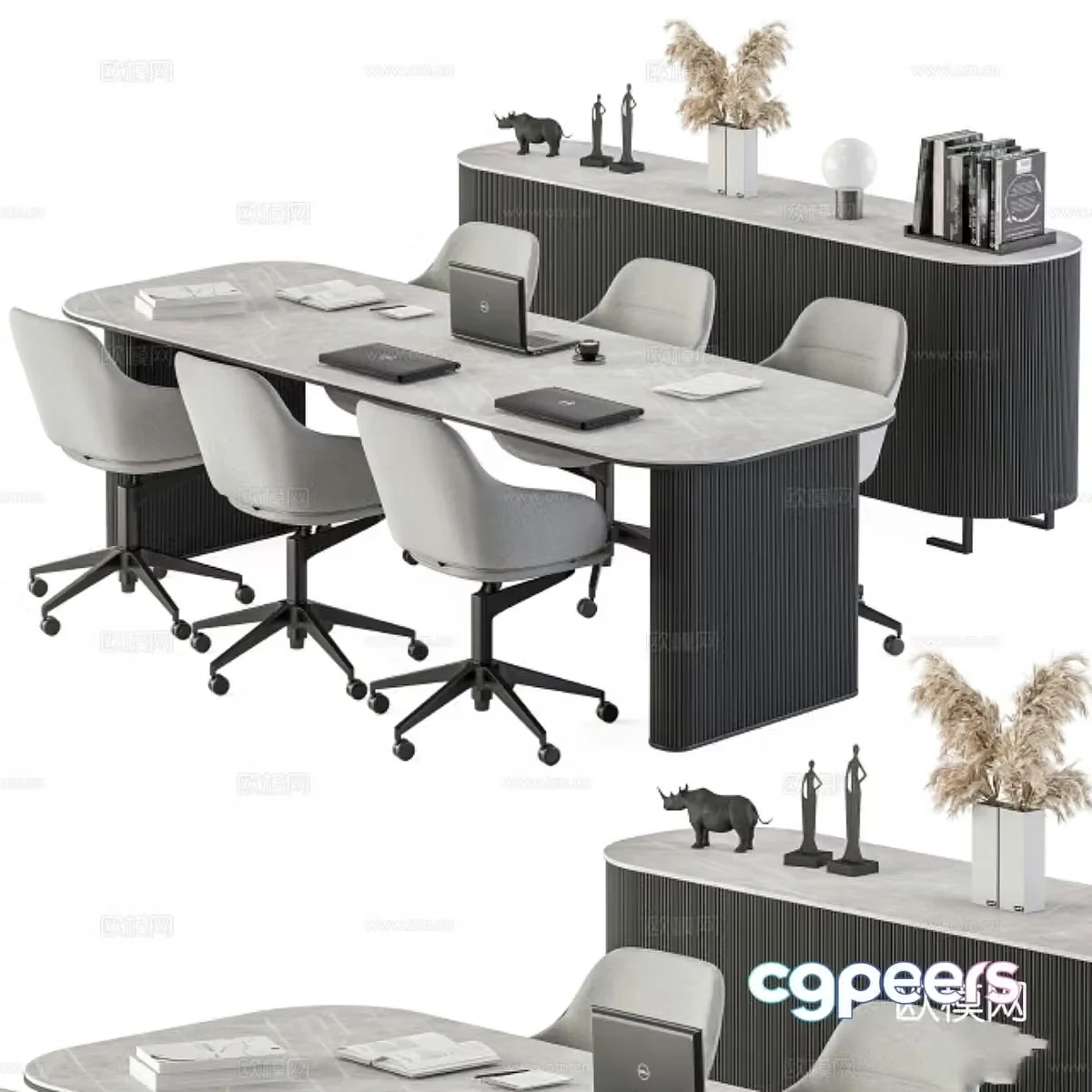 Modern office desk and chair combination 3D model