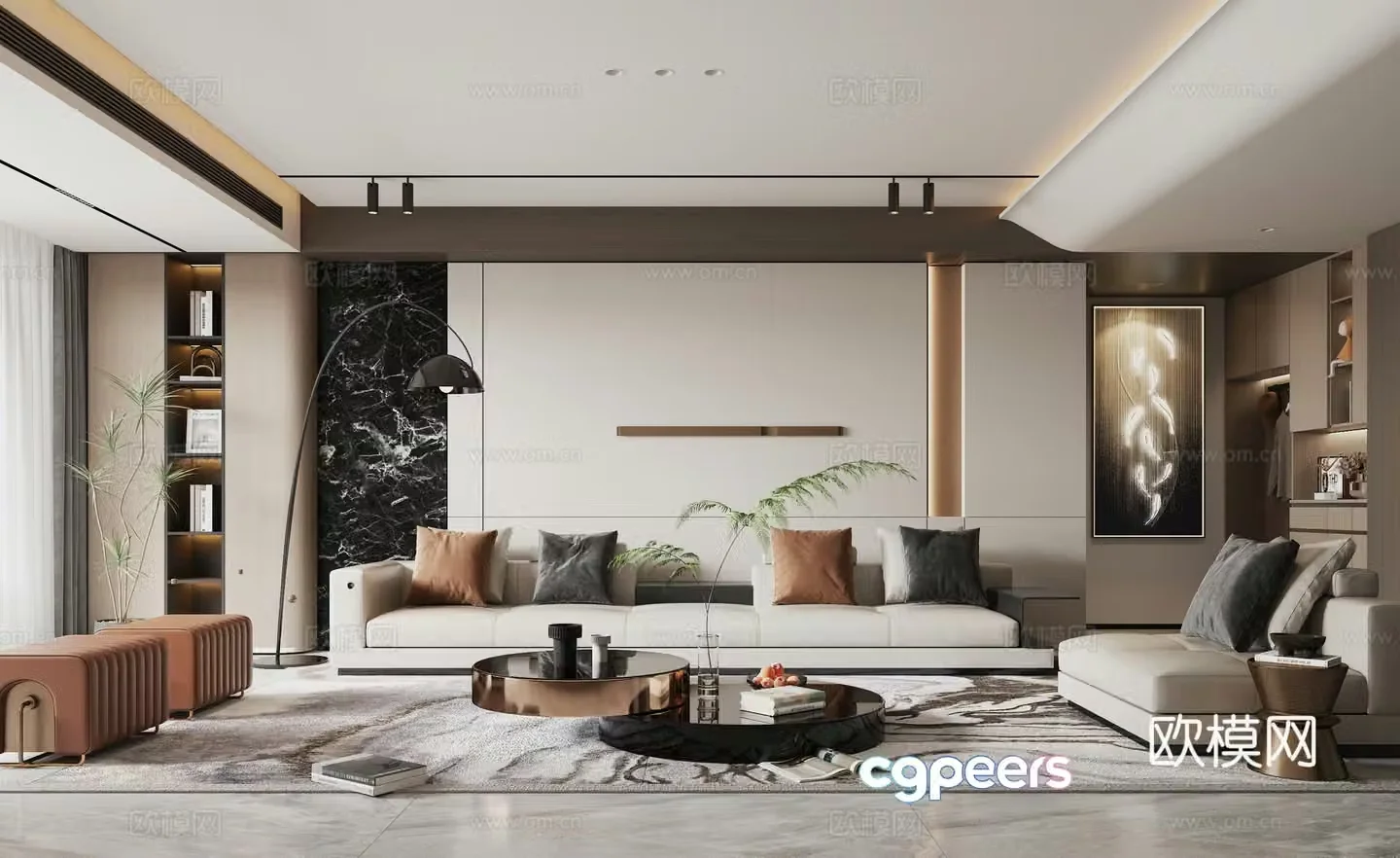 Light luxury living room 3D model