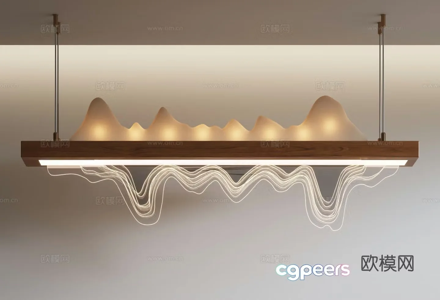 New Chinese style chandelier long chandelier landscape chandelier 3d model