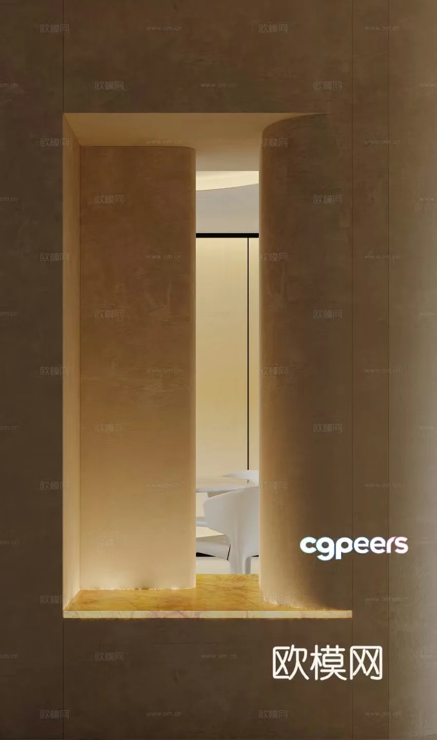Modern entrance hall landscaping partition wall 3D model